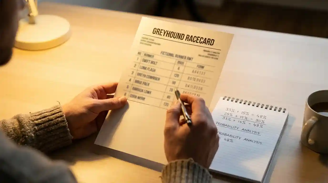 Bookmaker overround calculation on a greyhound race odds board