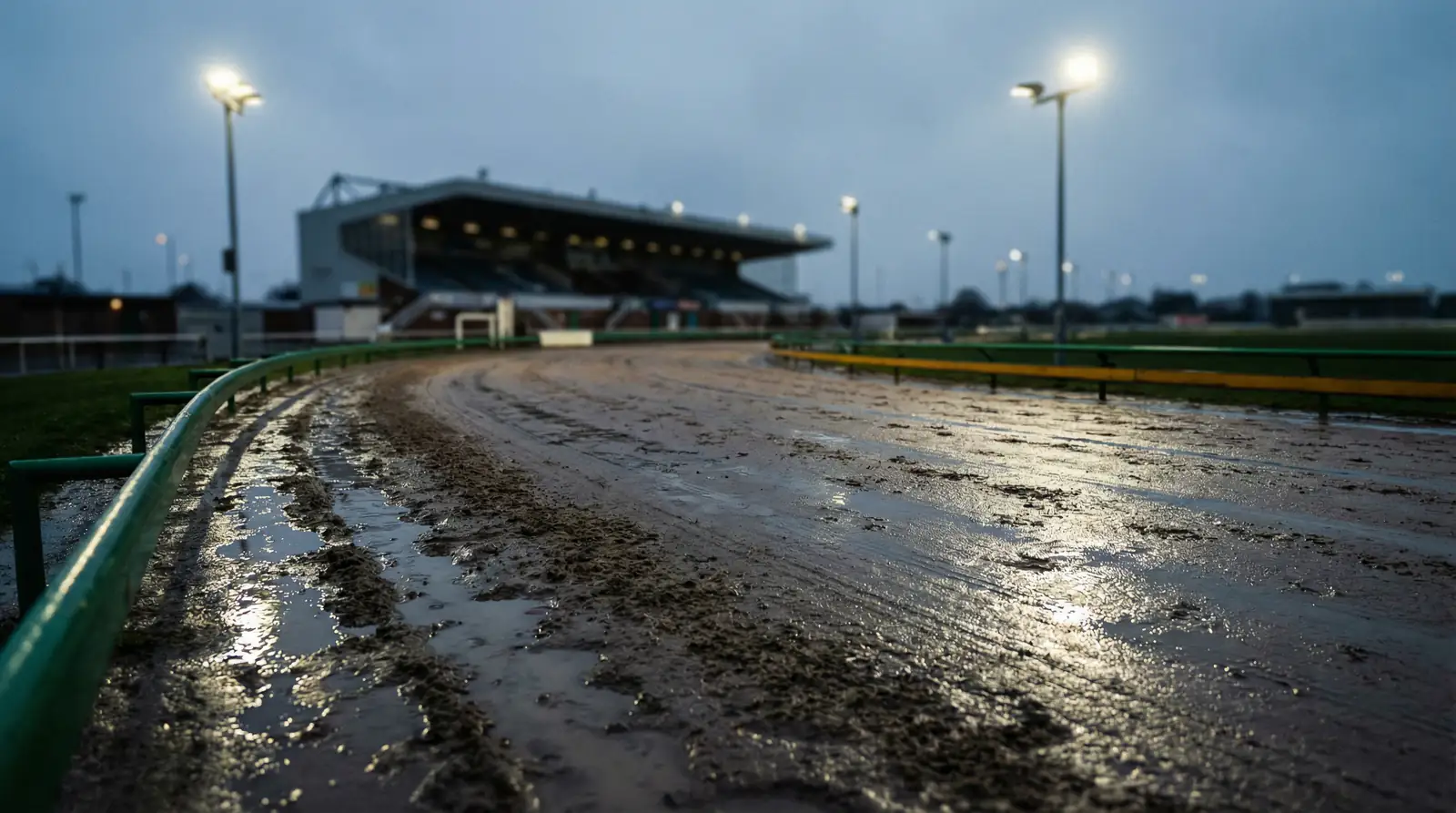Greyhound track surface conditions affected by weather at a UK venue